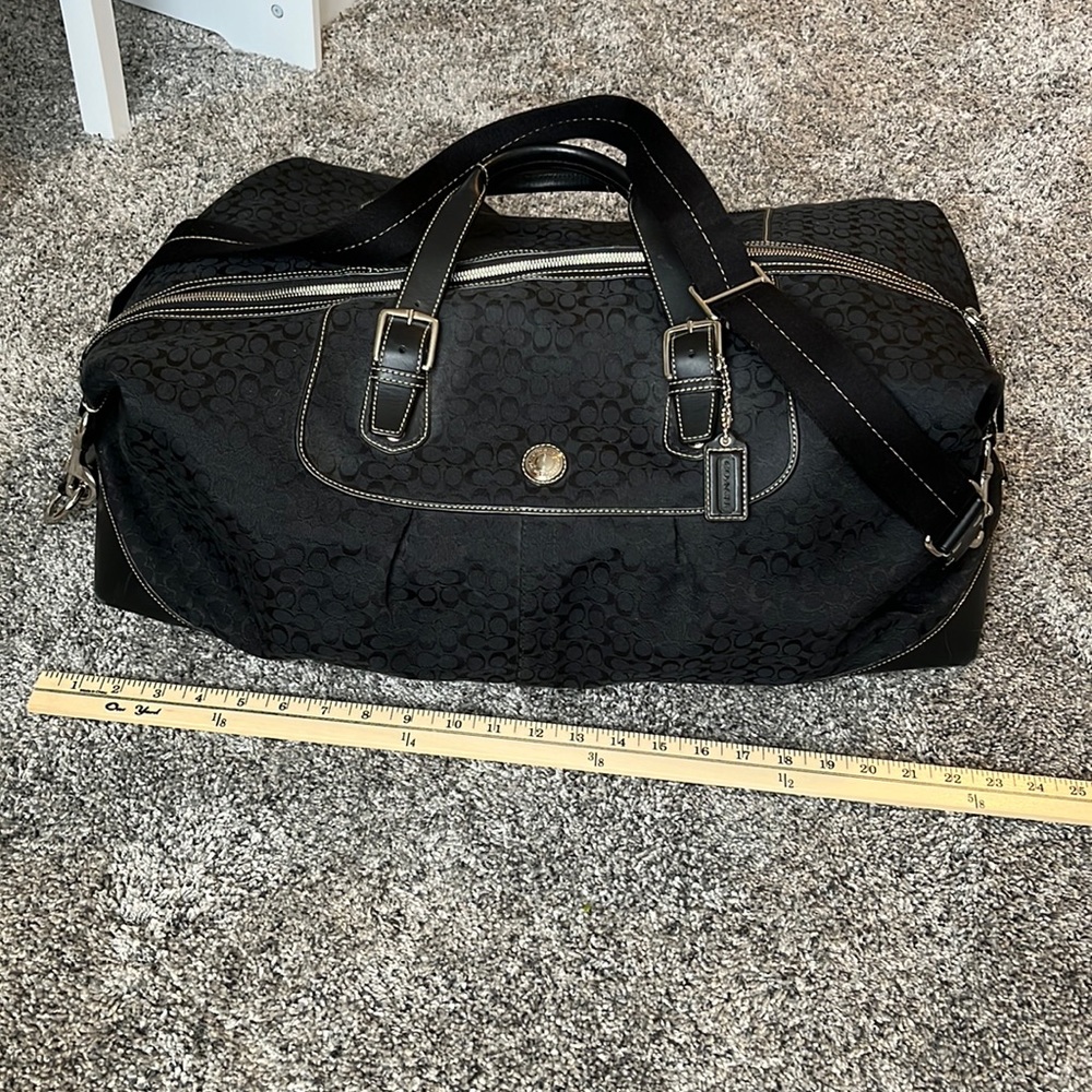 Coach Black Translantic Signature Voyager Duffle